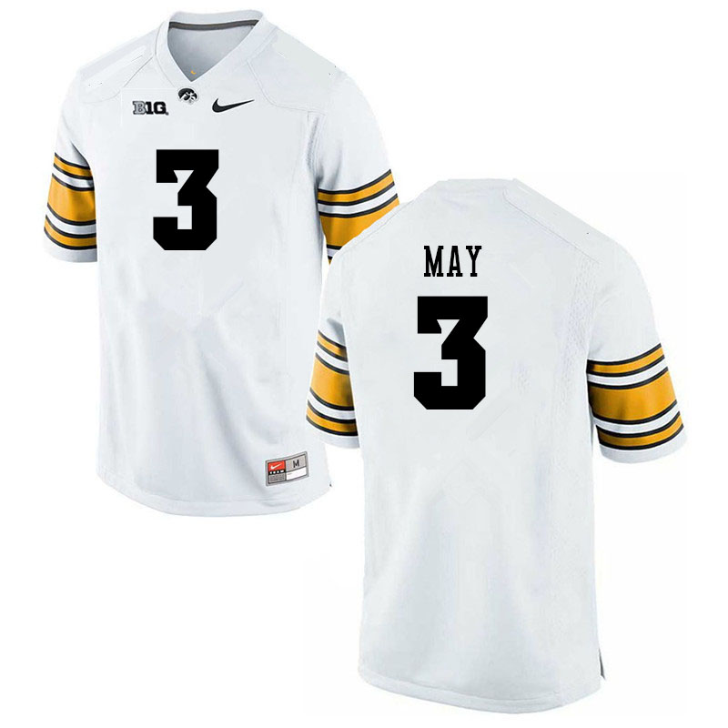 Men #3 Carson May Iowa Hawkeyes College Football Alternate Jerseys Sale-White - Click Image to Close